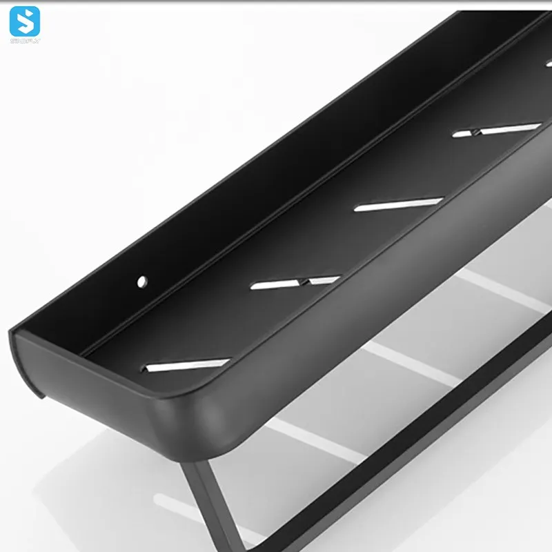 Spacer aluminum Matte Black Bathroom Shelf Storage Rack Holder Wall Mounted Shampoo Spices Shower Organizer Bathroom Accessories
