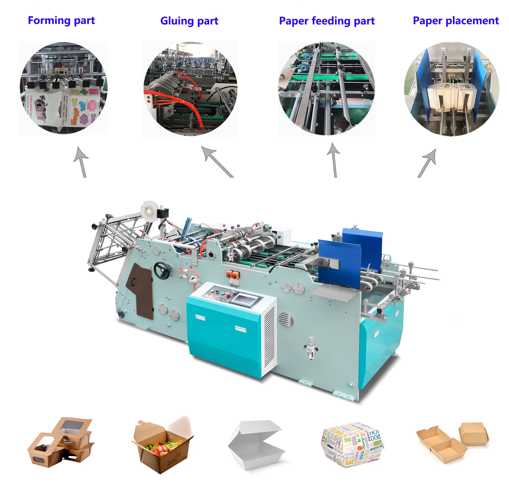 High speed full automatic burger box making machine with CE certificate