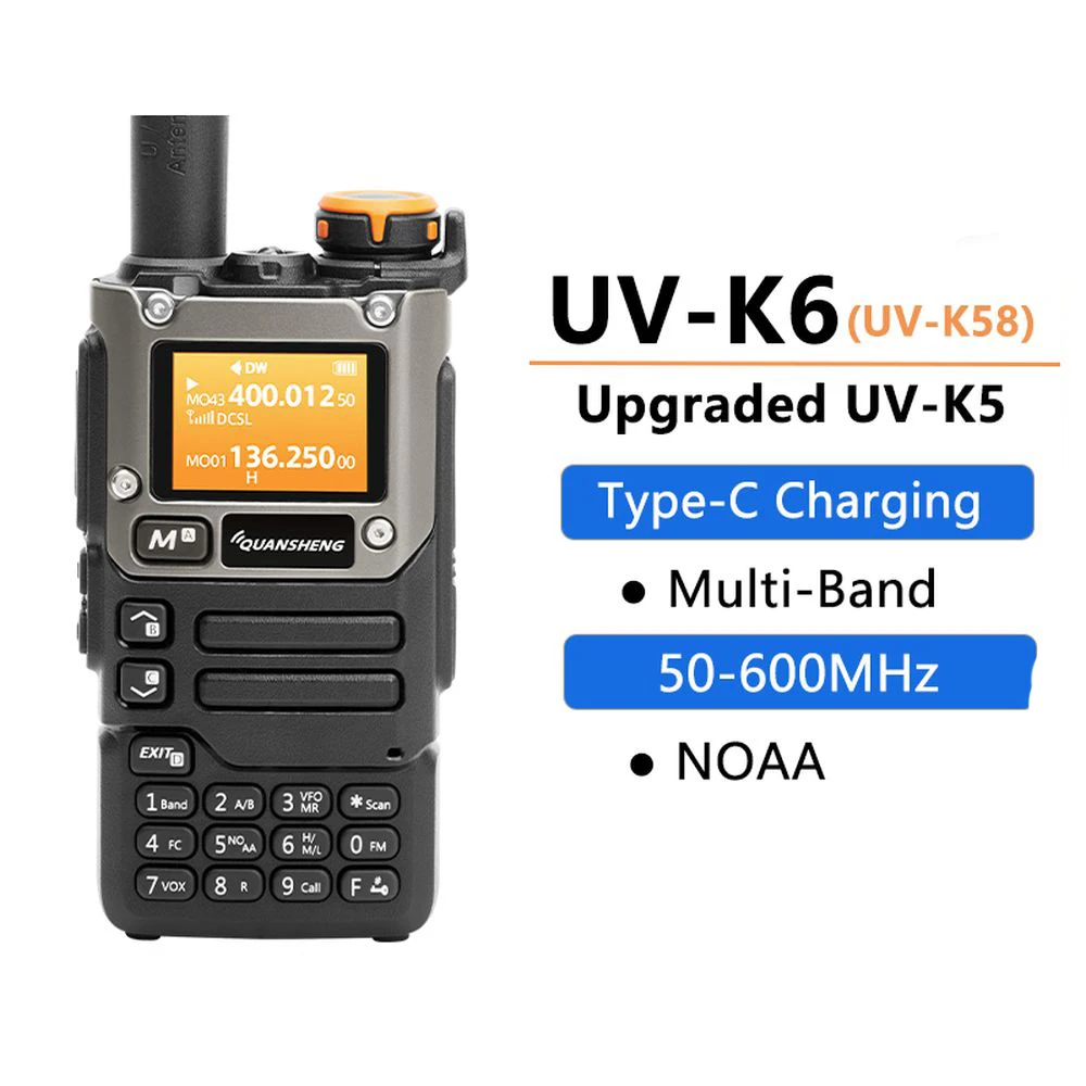 High power baofeng UV-K6 Walkie Talkie Radio Fm VHF UHF Rechargeable UVK6 UV K6 long range Two Way Radio transceiver