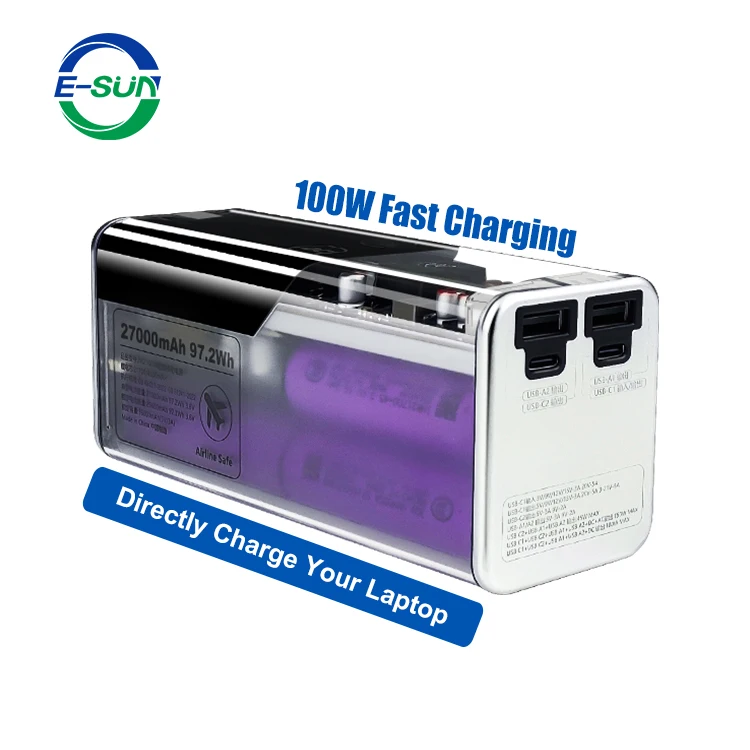 Esun Quick Charging Outdoor 100 Watt Solar Power Bank 27000mah Usb Mobile Charger Emergency Battery Charger