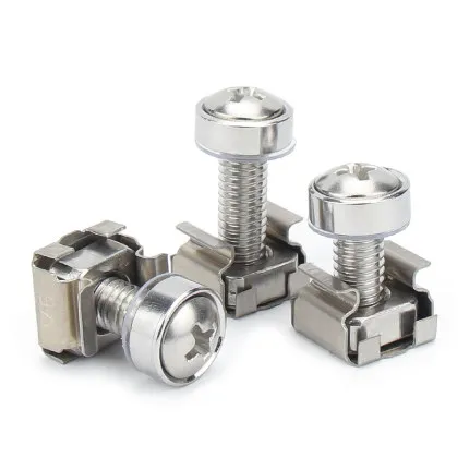 Stainless Steel Screws and Cage Nuts Cage Nut Sets m6 for Server Rack Cabinet Floating Square Nuts