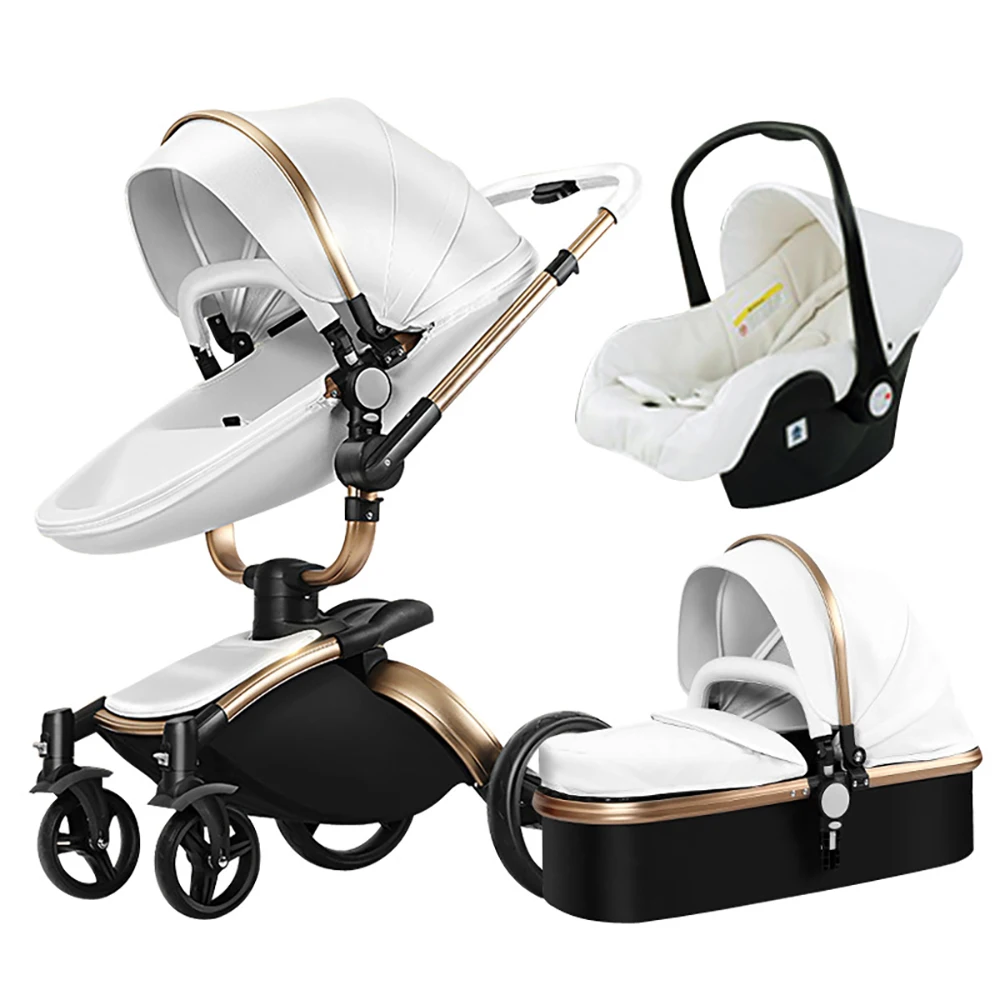 Wholesale Foldable Baby Stroller 2022 Newest Popular 360 Degree 3-1 With Baby Carry Basket Baby Pram Footmuff