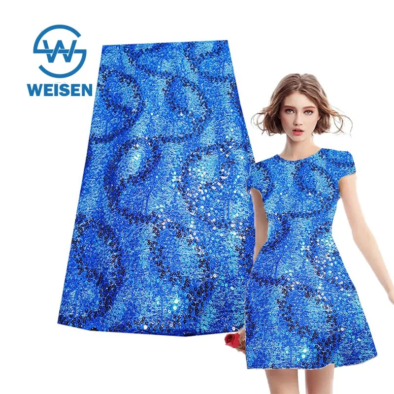 Dubai Sequin Embroidery Design Matte Wedding Dress Knitting Swiss Lace Fabric