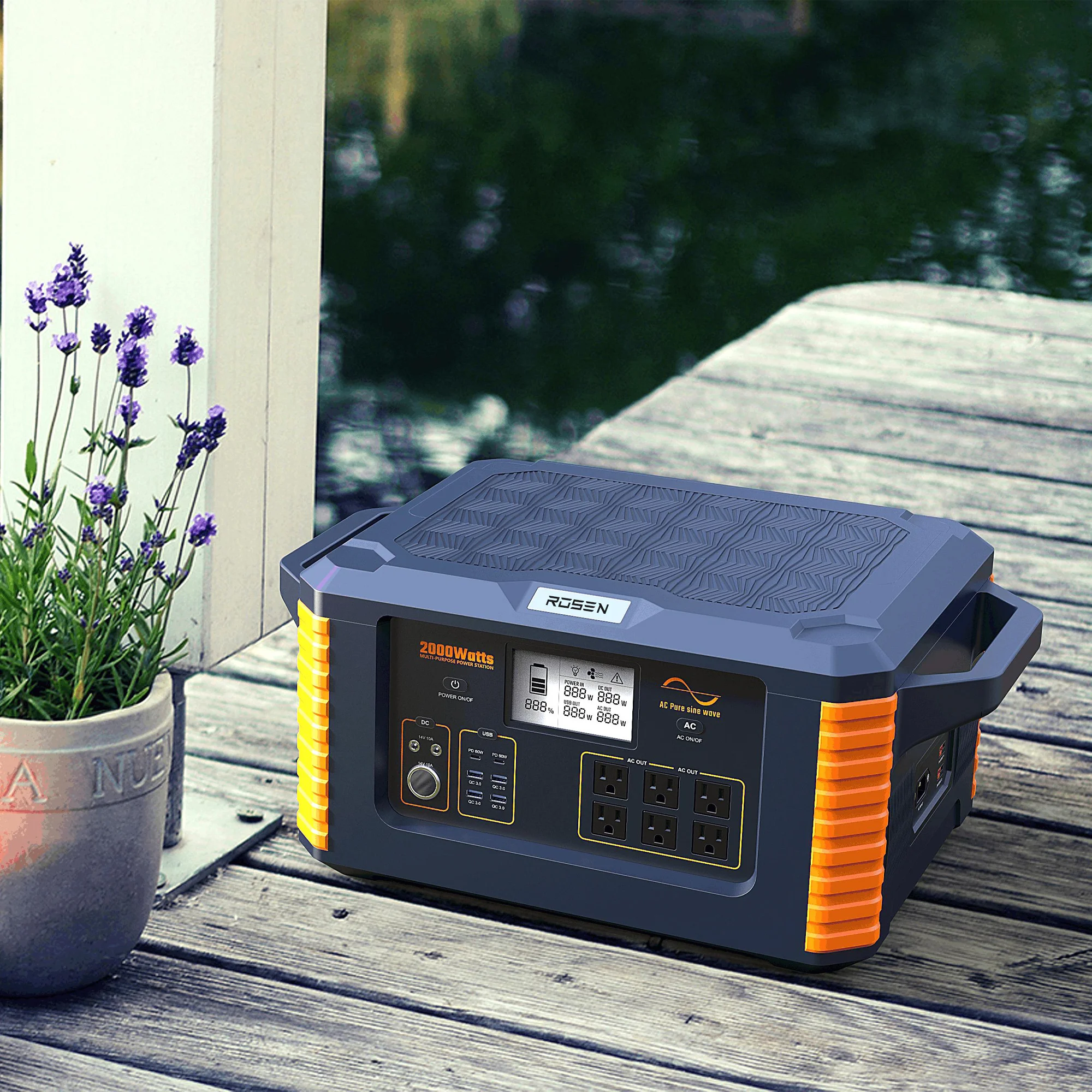 Rosen Solar Kit 2000W Portable Power Station 2200W Outdoor Energy Storage Power Supply