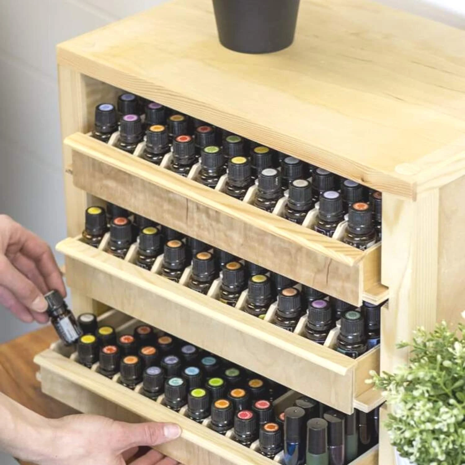 Wood Rotating Essential Oil Rack Essential Oil Storage Bottle Perfume Nail Display Holder Organizer