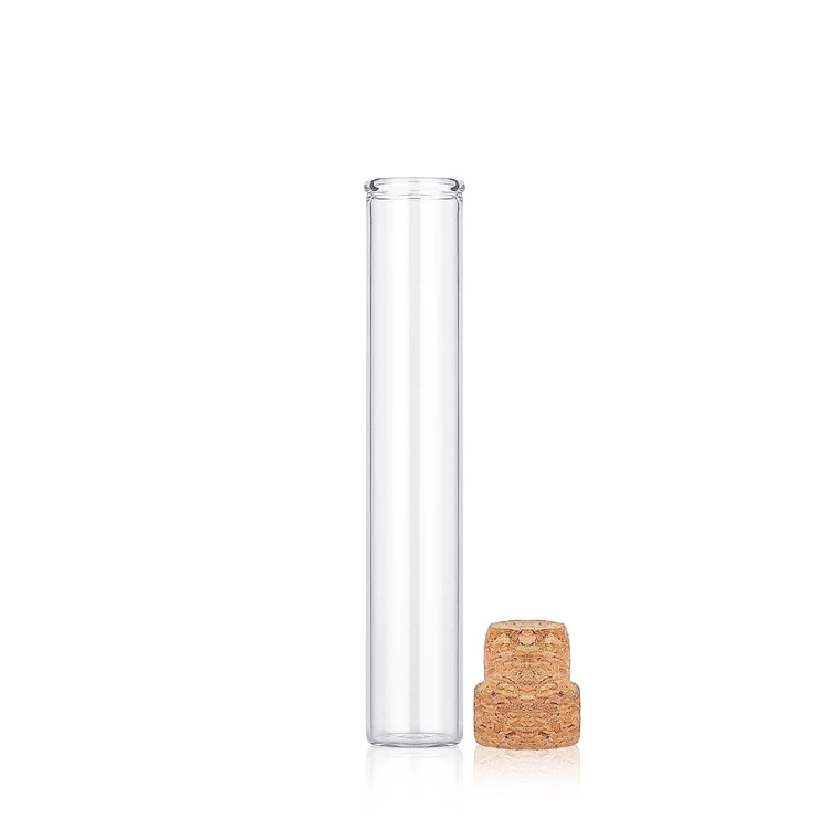 Wholesale Custom Logo Any Length Glass Tube Round Bottom Clear Glass Test Tube Pre Packaging Glass Tube With Cork