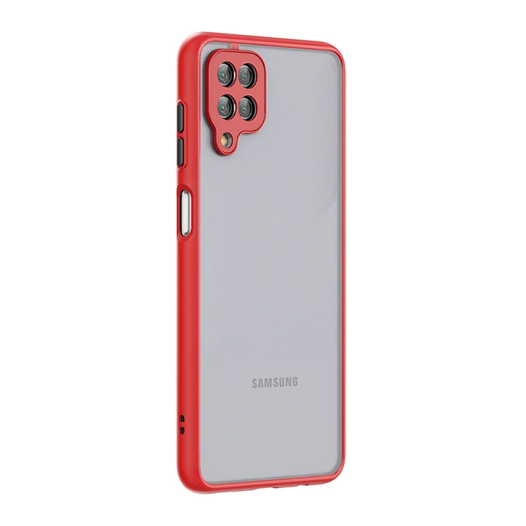  Чехол для Samsung Galaxy A12 с защитой камеры чехол сотового телефона двухцветный Прозрачный матовый из ТПУ