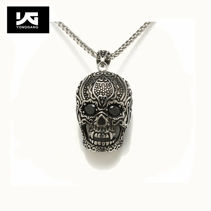 Wholesale stainless steel pendants gothic skull punk pendant for men necklace jewelry