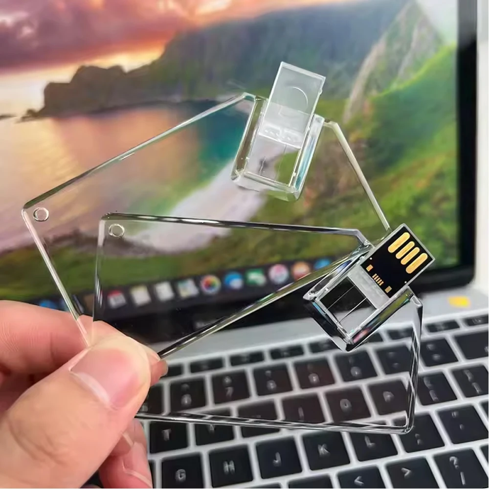 Waterproof Transparent Credit Card USB Flash Drive Custom Logo Business Card Pendrive for Promotional Gifts USB Memory Stick