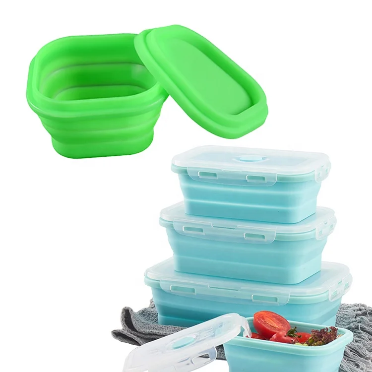 
OEM Custom Microwave Freezer Food Storage Container Collapsible Silicone Lunch Box for Kids 