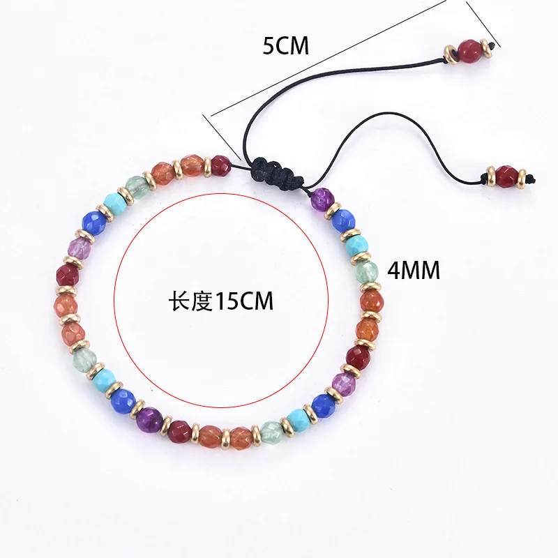 2021 Boho Wholesale 12 Sodiac Colorful Beads Adjustable Bracelet Spacer Bead 4mm Natural Stone Beads Braided Bracelet