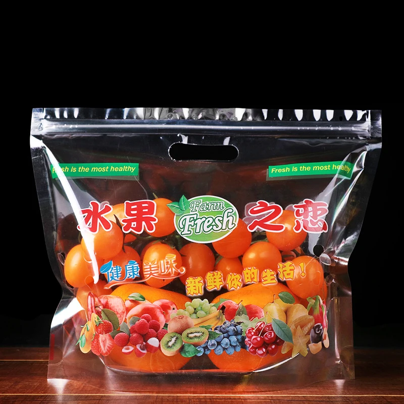 Fresh fruit bag ziplocked  air vent portable fruit fresh-keeping cherry transparent plastic bag customized