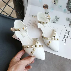 2020 New Girls Sandals Kids Leather Shoes Children Rivet Roman Princess Party Shoes Hot Girls Princess Dance Shoes