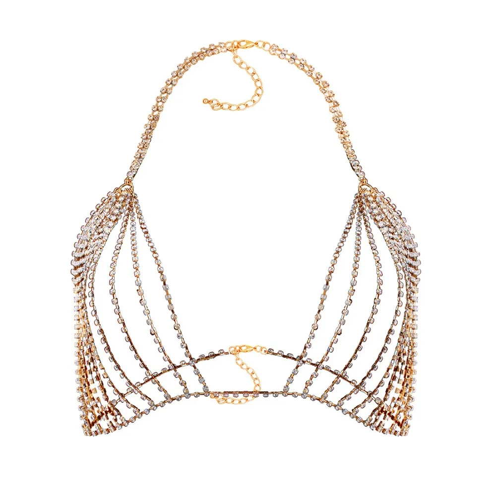 Персонализированные модные женские стразы ночной клуб блестящий сексуальный бюстгальтер цепи