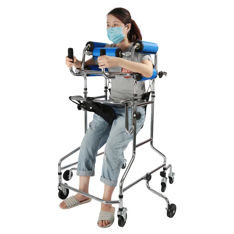 Adult lower limb training rehabilitation standing frame walking aid with seat