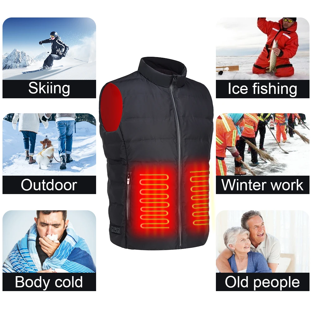 Inter Thermal Vest USB Smart Heated Suit Quilted Sleeves Jacket Padded Gilet Warming Heated Vest