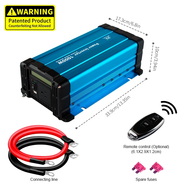 Off grid 1KW 1000W Pure sine wave solar inverters converters DC 12v/24v/48v to AC 110v/230v inverter with LCD display