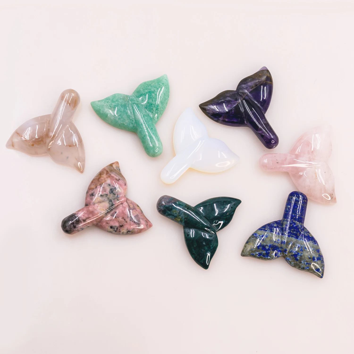 spiritual kyanite Carving crystal amethyst Animal Folk feng shui crafts Fish Tail for wedding gift