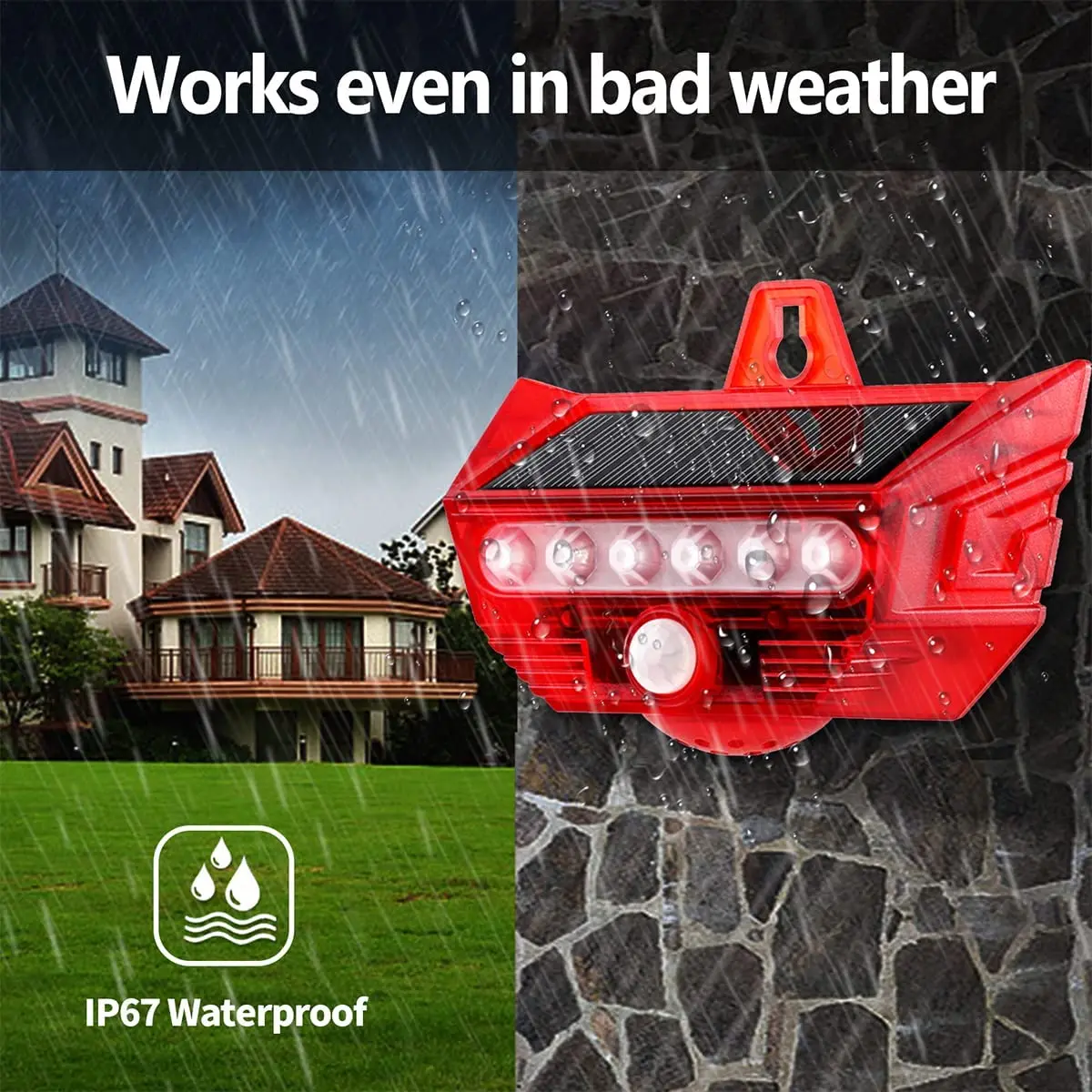 6 LED Flashing Outdoor Solar Motion Sensor Sound Voice Alarm Infrared Sound and Light Microwave Sensor Siren Alarm