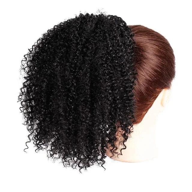 100% Brazilian Human Hair 4B 4C Afro Kinky Curly Natural Color drawstring mink virgin hair Lot Adjustable Clip-in Ponytail