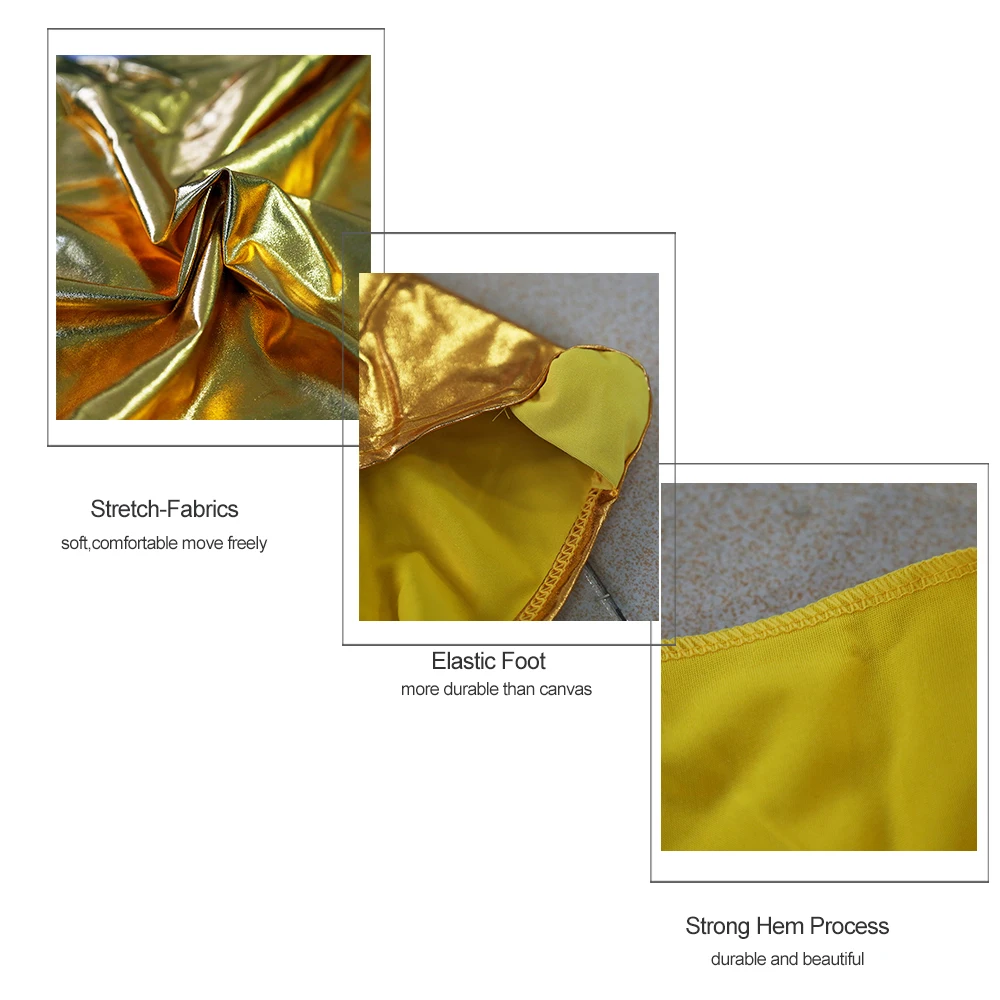 Spandex Stretch Gold Metallic Wedding Chair Covers for Party Events Decorations