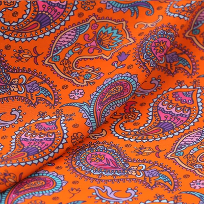 Paisley digital jet printed silk crepe DE Chine dress fabric printed mulberry silk fabric silk fabric