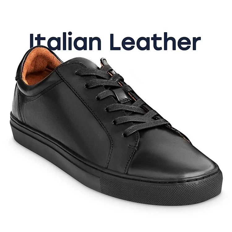 Hot Selling Custom Fashion Design Comfortable Black PU Sneakers Men Casual Shoes