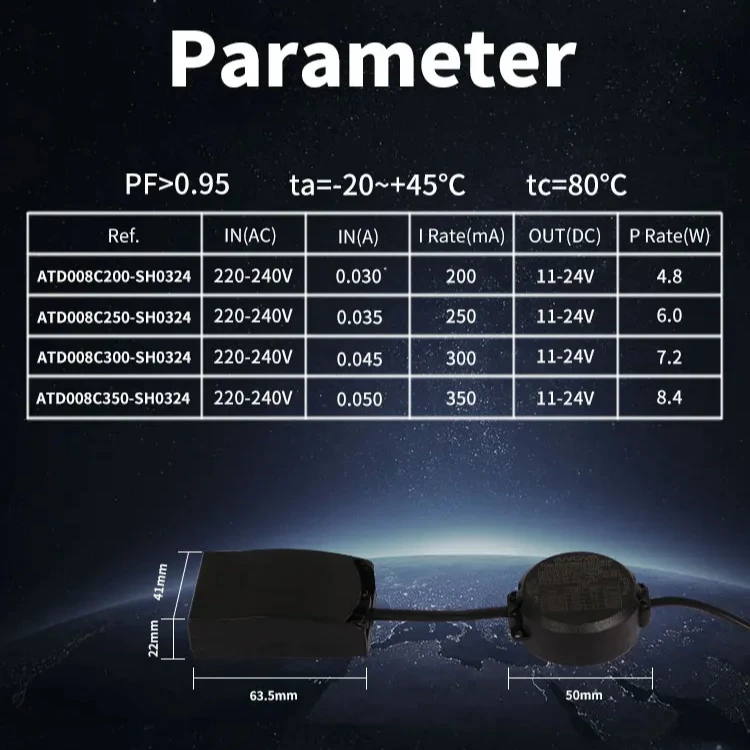 Flicker free downlight dimmable LED driver round slim constant current LED driver