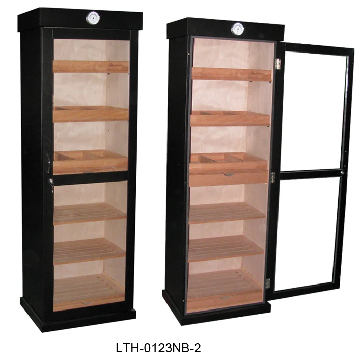 Lonten Wholesale Custom one door Spanish Cedar Cigars cabinet  display Box Storage Humidors humidor cigar cabinet raching