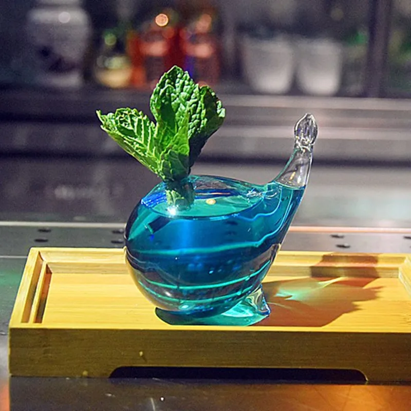 230ml Hand blown Novelty Animal shape candle jar clear creative whale shaped wine beverage cocktail glass cup for wedding bar