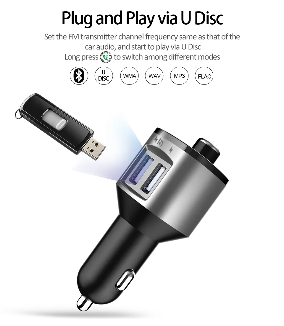 Передатчик FM 2022 автомобильный аудио проигрыватель Blue tooth с двумя портами USB быстрое автомобильное зарядное устройство BT набор свободные