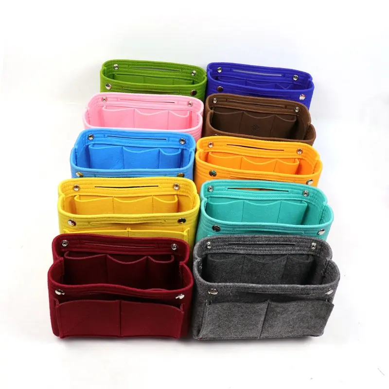 Multifunction Cosmetic Bag Women Felt Fabric Insert Multi-function Handbag Multi Pocket Organizer Travel Pouch Accessories Items