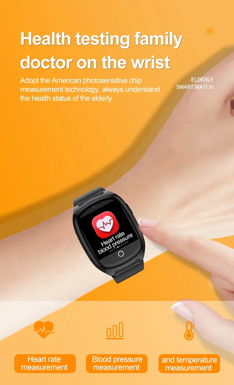 D300 4G GPS smart watch for elderly Adult Smartwatch Tracker Temperature Measurement Blood Pressure Falling alarm sos button