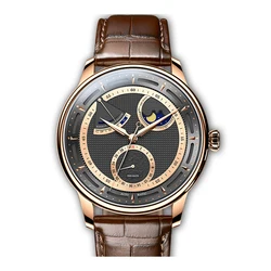 Latest stainless steel case calendar moon phase power show negotiable price custom men mechanical watch