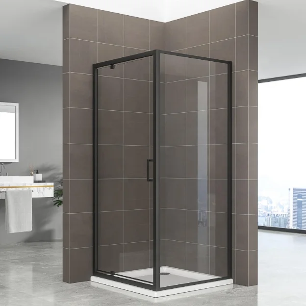 Oumeiga 700 X 800 Small Shower Enclosures High Shower Cubicles for Bathroom 700mm Wide 1900mm Black Waterproof 6mm Modern