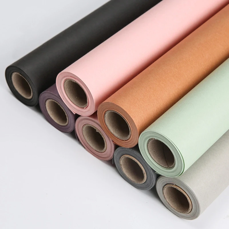 
Hot Sale 58cmX8Y 80G Matte Colorful Brown Specialty Paper Roll Waterproof Christmas Gift Packing Rolling Paper 