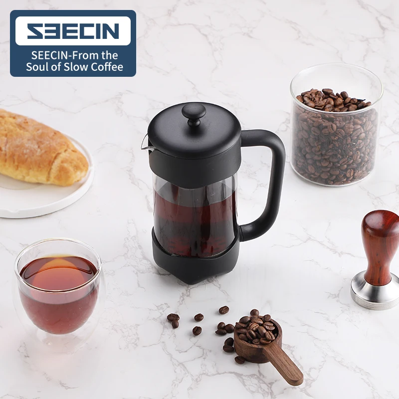 LFGB Certificate Top Sale Fashionable New PP Plastic Borosilicate Glass CuStom Coffee French Press