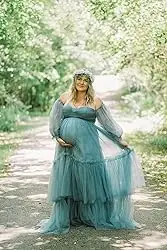 2024 new arrival photoshoot Ruffles Tulle dress maternity women clothes sexy pregnancy dresses pregnant for photography Mother D