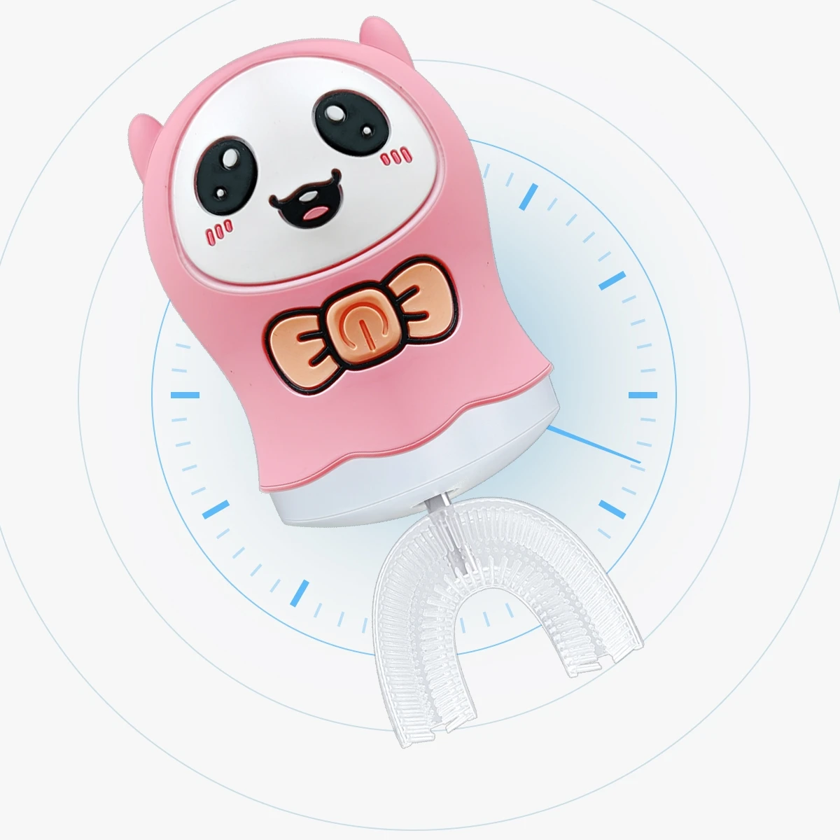 Лидер продаж, Новая мягкая силиконовая детская зубная щетка, ультразвуковая u-образная Детская электрическая зубная щетка