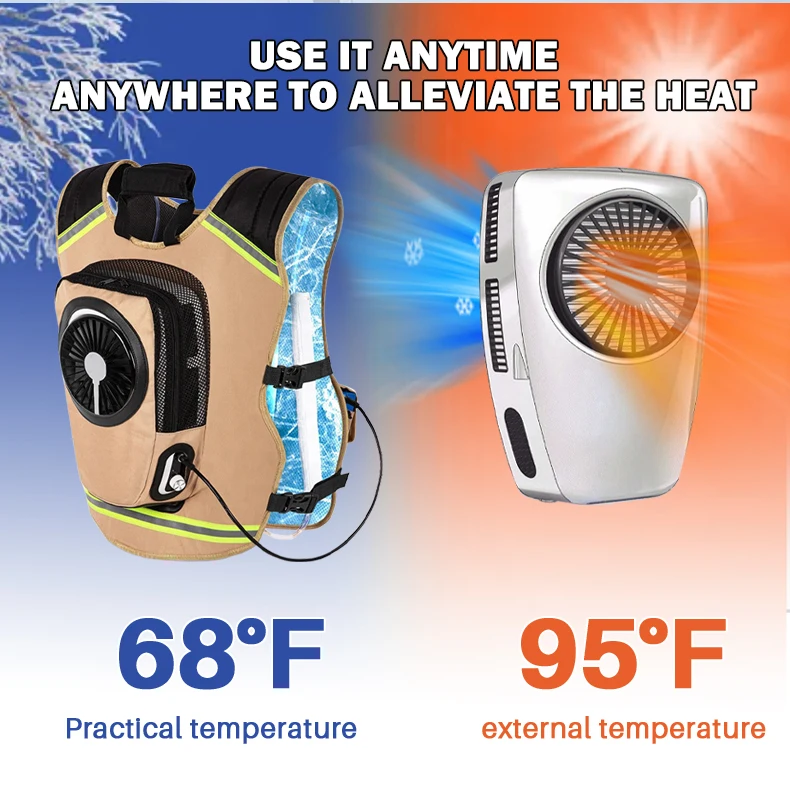 Wearable Cooling Air Conditioning Vest Rechargeable Air Conditioned Clothes 9600mAh Battery Powered Vest for Hot Weather Work