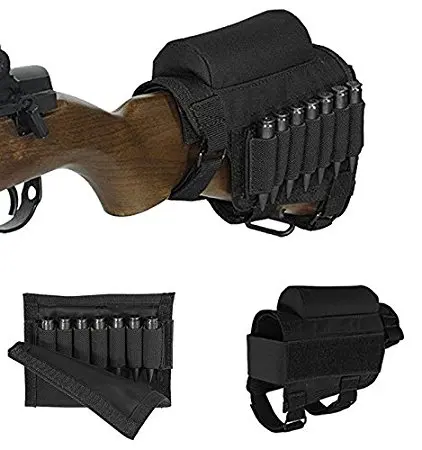 Adjustable Tactical Buttstock Shell Holder Cheek Rest Pouch Holder Pack With Ammo Carrier Case