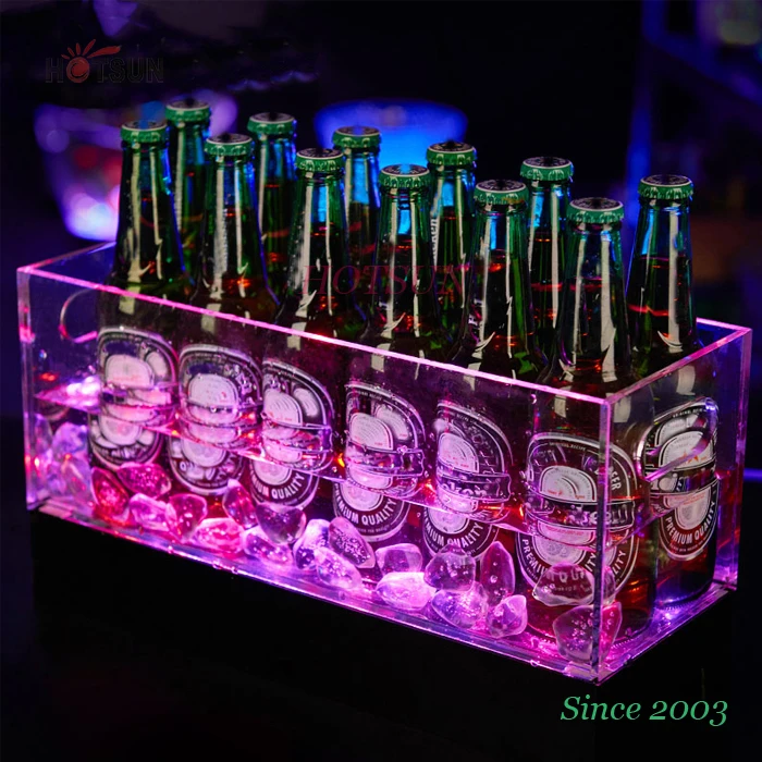 
Rechargeable Batteries LED Lighting Up RGB Wine Cooler Beer Champagne LED Acrylic Ice Bucket 