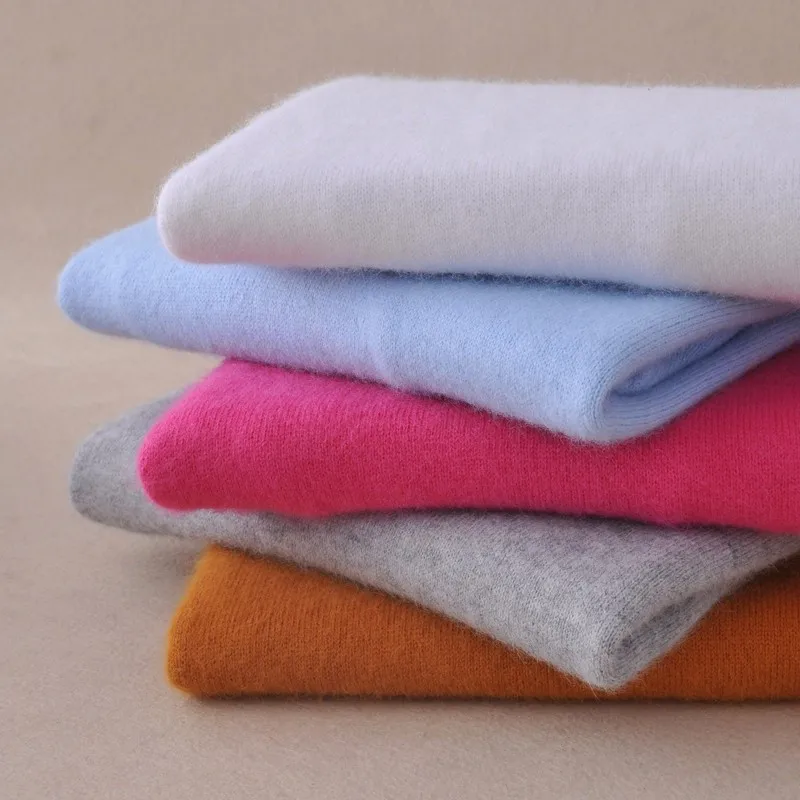 Custom LOGO Thick Wool Cashmere Sweater Women Tops Knitted Ribbed high neck Pullover Knitwear Turtleneck Slim Sweater