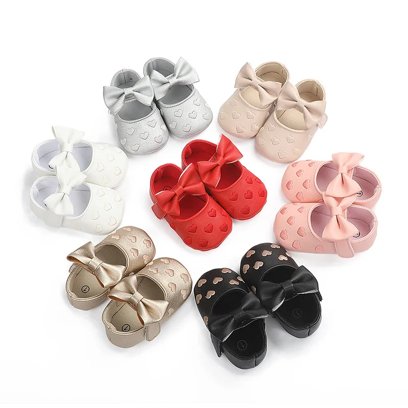 Baby princess Dress Shoes Sweet Bow Infant Prewalker Soft Sole Pu Baby Girls Shoes.Z0841