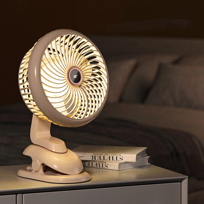 Remote control Portable Mini Fan Type-c Rechargeable 2400mah Desk Travel Stand Hung Fan Cooling Desktop digital display Clip Fan