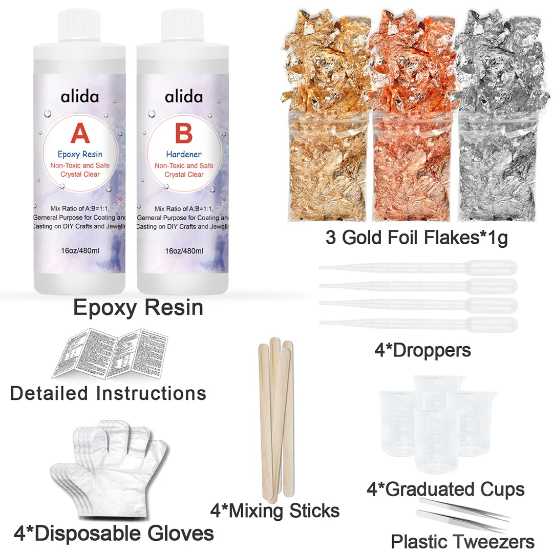 Alida 1:1 Transparent Epoxy Resin Kit Liquid Epoxy Resin for Craft