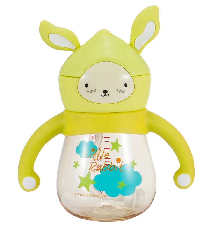 PINKAH free baby bottle 8oz food grade PPSU feeding bottle baby training sippy cup plastic with handle