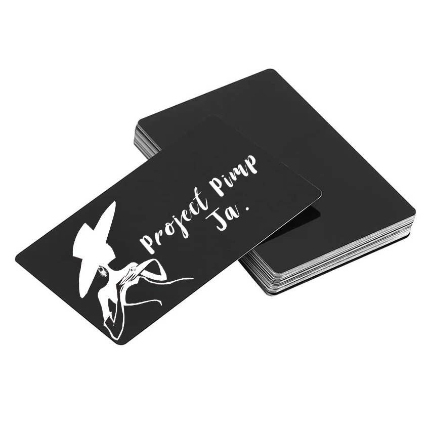Custom 45mm Black Metal Die Cut Business Cards 1mm Thick Aluminum Blanks UV Printed 3D Design Crafts Laser Engraving Love Steel