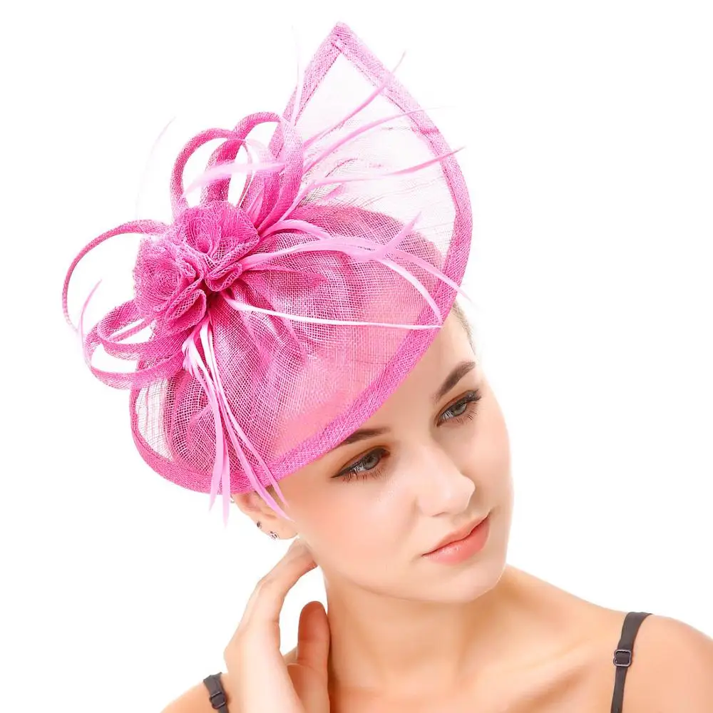 
2020 sinamay kentucky derby wedding hair accessories pink church hats 