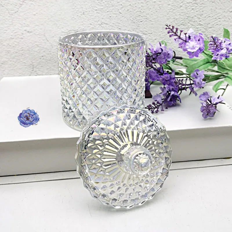 Nordic Style Candle Jar Storage Jar Home Decoration Transparent FJ99860 with Lid Decorative Glass Bedroom Customized Logo Party
